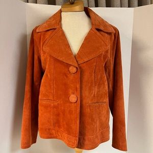 Chico’s Orange Leather Coat Size 12